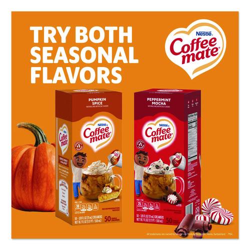 Image of Coffee mate® Liquid Coffee Creamer, Pumpkin Spice, 0.38 oz. Mini Cups, 50/Box