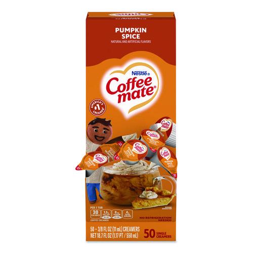 Image of Coffee mate® Liquid Coffee Creamer, Pumpkin Spice, 0.38 oz. Mini Cups, 50/Box