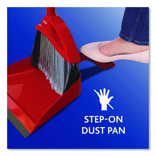 Image of O-Cedar® 168020EA PowerCorner Pet Pro Broom and Step-On Dust Pan, 56" Length, Red/Black/Gray