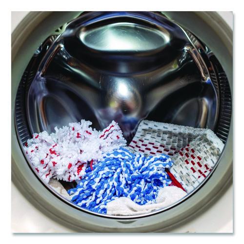 Image of O-Cedar® 168534EA EZWring RinseClean Spin Mop System, Blue/White Microfiber Head, Up to 51" Adjustable Red/Gray Plastic Handle