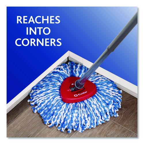 Image of O-Cedar® 168534EA EZWring RinseClean Spin Mop System, Blue/White Microfiber Head, Up to 51" Adjustable Red/Gray Plastic Handle