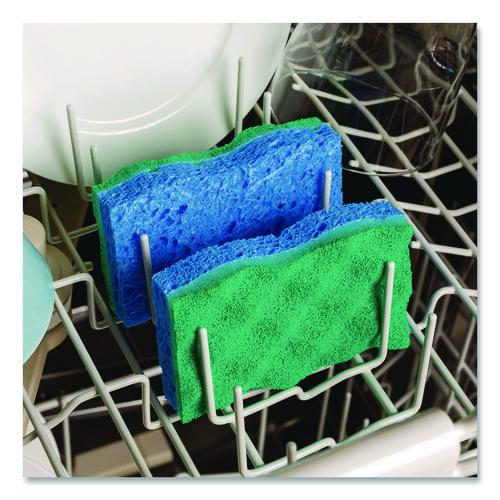 Image of O-Cedar® 169431PK Scrunge Non-Scratch Scrub Sponge, 2.63 x 4.25, 1" Thick, Green/Blue, 2/Pack
