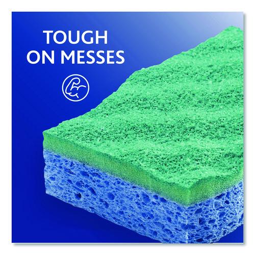 Image of O-Cedar® 169431PK Scrunge Non-Scratch Scrub Sponge, 2.63 x 4.25, 1" Thick, Green/Blue, 2/Pack