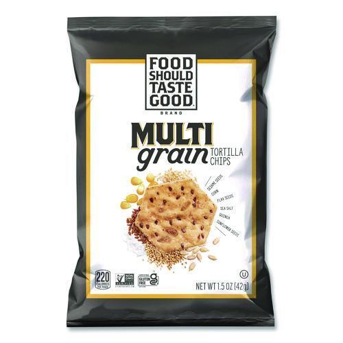 Image of Food Should Taste Good 9776131 Tortilla Chips, Multigrain with Sea Salt, 1.5 oz., 24/Carton