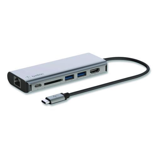 Image of Belkin® AVC008FQSGY-V2 Connect 6-in-1 USB-C Multiport Adapter Hub, 6-Port, Gray