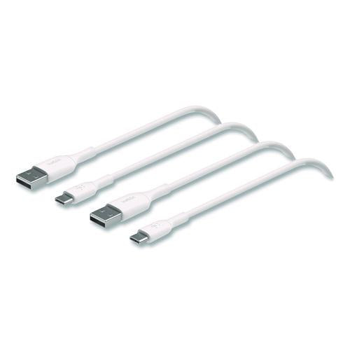 Image of Belkin® CAB001BT1MWH2PK BOOST CHARGE USB-C to USB-A Cable, 3.3 ft, White, 2/Pack
