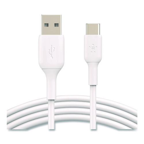 Image of Belkin® CAB001BT1MWH2PK BOOST CHARGE USB-C to USB-A Cable, 3.3 ft, White, 2/Pack