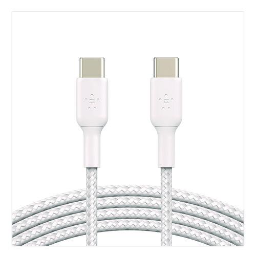 Image of Belkin® CAB004BT1MWH BOOST CHARGE Braided USB-C to USB-C Cable, 3.3 ft, White
