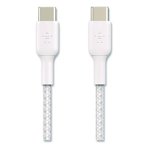 Image of Belkin® CAB004BT1MWH BOOST CHARGE Braided USB-C to USB-C Cable, 3.3 ft, White