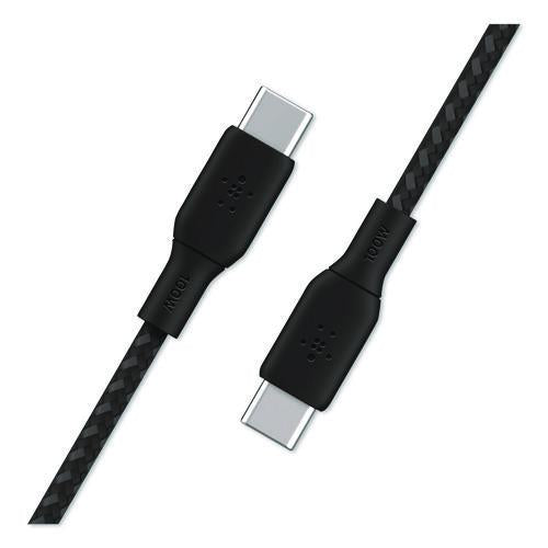 Image of Belkin® CAB014BT2MBK BOOST CHARGE Braided USB-C to USB-C Cable, 100 W Power Delivery, 6.6 ft, Black