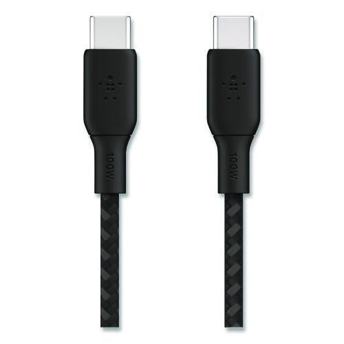 Image of Belkin® CAB014BT2MBK BOOST CHARGE Braided USB-C to USB-C Cable, 100 W Power Delivery, 6.6 ft, Black