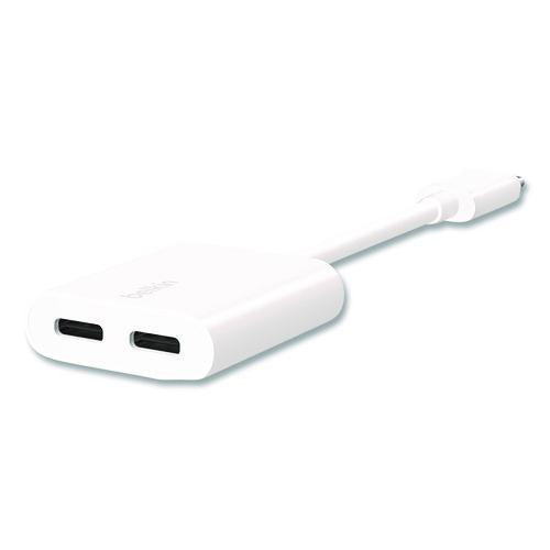Image of Belkin® F7U081BTWH RockStar USB-C Audio + Charge Adapter, White