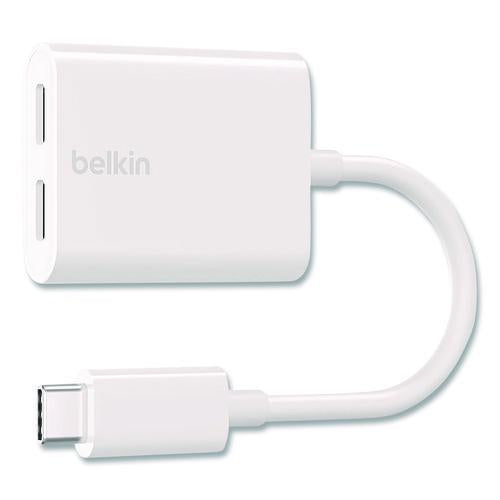 Image of Belkin® F7U081BTWH RockStar USB-C Audio + Charge Adapter, White