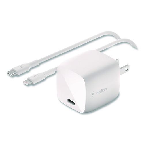 Image of Belkin® WCA005DQ1MWH-B5 BOOST CHARGE USB-C PD 3.0 PPS Wall Charger + USB-C to Lightning Cable, White