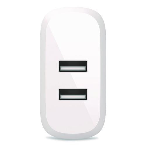 Image of Belkin® WCD001DQ1MWH BOOST CHARGE Dual USB-A Wall Charger + Lightning to USB-A Cable, White