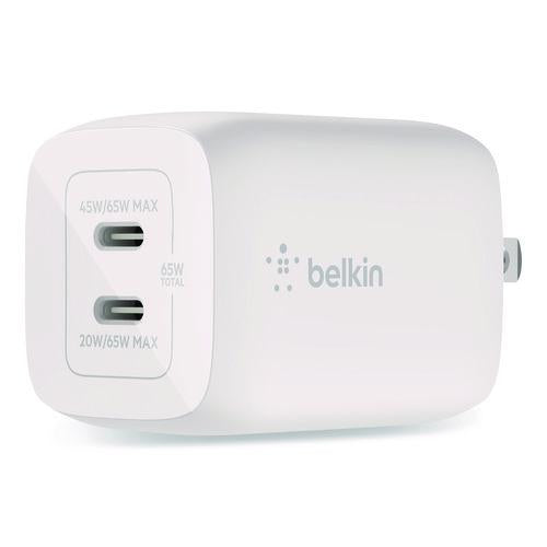 Image of Belkin® WCH013DQWH BOOST CHARGE Pro Dual USB-C GaN Wall Charger with PPS, White