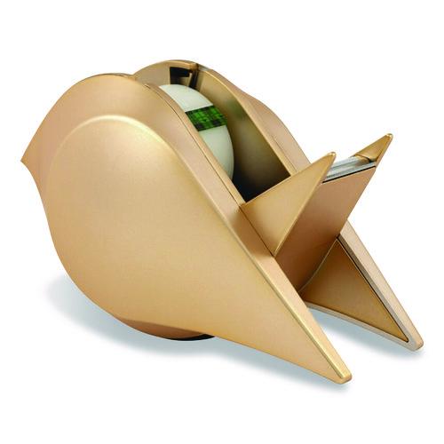 Image of Scotch® C48-BIRD-G Bird Desktop Tape Dispenser, 1" Core, Metallic Gold