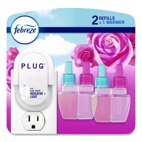 Image of Febreze® 4174 Air Freshener Warmer Starter Kit, Clear/White, with (2) Downy April Fresh Refills