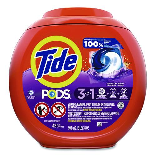 Image of Tide® 9924 PODS Laundry Detergent, Spring Meadow, 35 oz Tub, 42 Pods/Tub