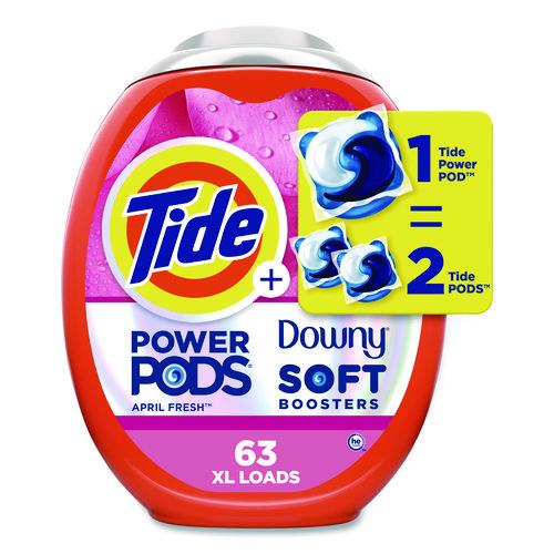 Image of Tide® 11807 Power PODS Plus Downy Laundry Detergent, April Fresh Scent, 98 oz Tub, 63 Pods/Tub
