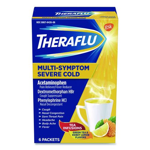 Image of Theraflu 64260603 Multi-Symptom Severe Cold Hot Liquid Powder, 6 Count