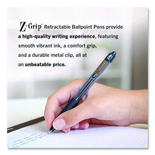 Image of Zebra® ZEB22218 Z-Grip Ballpoint Pen, Retractable, Medium 1 mm, Black Ink, Clear/Black Barrel, 18/Pack
