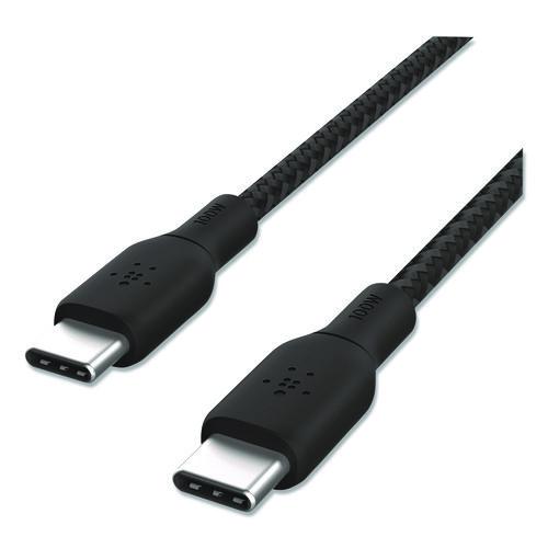 Image of Belkin® CAB014BT2MBK BOOST CHARGE Braided USB-C to USB-C Cable, 100 W Power Delivery, 6.6 ft, Black