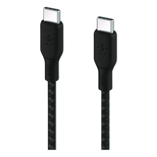 Image of Belkin® CAB014BT2MBK BOOST CHARGE Braided USB-C to USB-C Cable, 100 W Power Delivery, 6.6 ft, Black