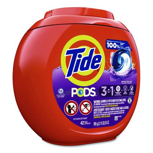 Image of Tide® 9924 PODS Laundry Detergent, Spring Meadow, 35 oz Tub, 42 Pods/Tub