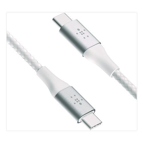 Image of Belkin® CAB025FQ2MWH BOOST CHARGE Braided USB-C to USB-C Cable, 6.6 ft, White