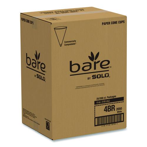 Image of SOLO® 4BR-2050 Cone Water Cups, ProPlanet Seal, 4 oz, Paper, White, 200/Bag, 25 Bags/Carton