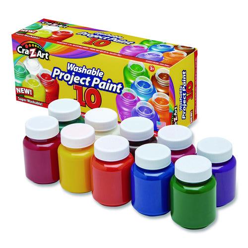 Image of Cra-Z-Art® 10601-4 Washable Project Paints, 10 Assorted Colors, 2 oz Bottles, 10/Pack