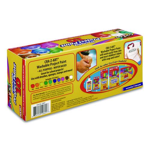 Image of Cra-Z-Art® 10601-4 Washable Project Paints, 10 Assorted Colors, 2 oz Bottles, 10/Pack