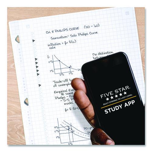 Image of Five Star® 170122/170036 Reinforced Filler Paper Plus Study App, 3-Hole, 8.5 x 11, Quadrille Rule, 80/Pack