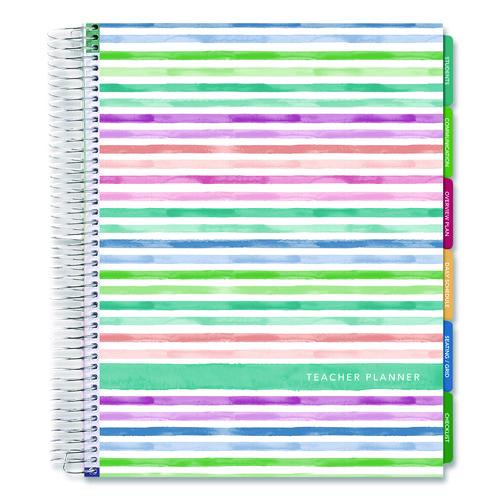 Image of Global Printed Products DTP-0001-U22-S Deluxe Teacher's Academic Weekly/Monthly Planner, 7 Classes, Rainbow Artwork, Multicolor Cover, 11 x 8.5 Sheets, 52-Week Span