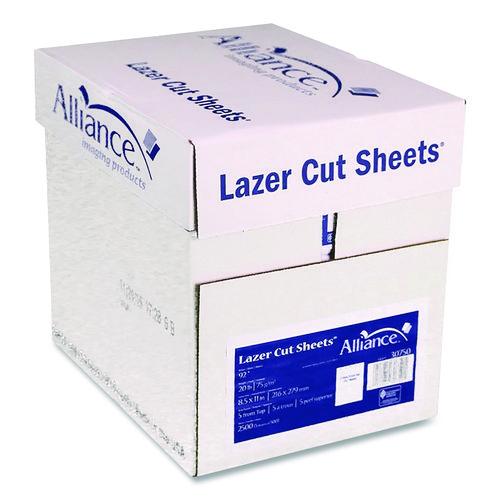 Image of Alliance 30750-AA Punched Laser Cut Sheets, 92 Bright, Side: 5-Hole, 20 lb Bond Weight, 8.5 x 11, White, 500 Sheets/Ream, 5 Reams/Carton