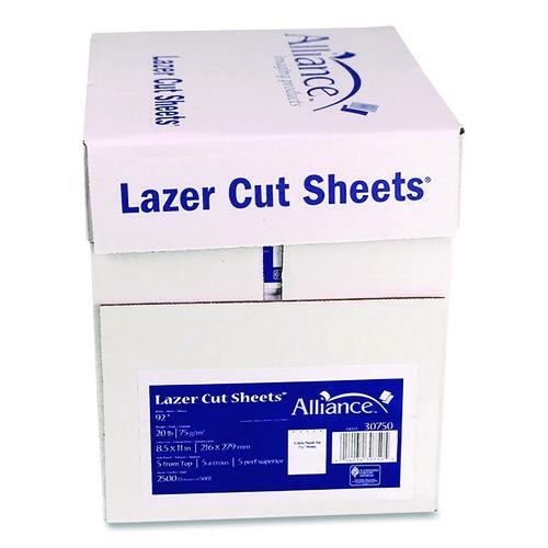 Image of Alliance 30750-AA Punched Laser Cut Sheets, 92 Bright, Side: 5-Hole, 20 lb Bond Weight, 8.5 x 11, White, 500 Sheets/Ream, 5 Reams/Carton