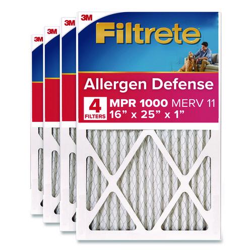 Image of Filtrete 9801-4CA Allergen Defense Air Filter, MERV 11, MPR 1000, 16 x 25, 4/Carton