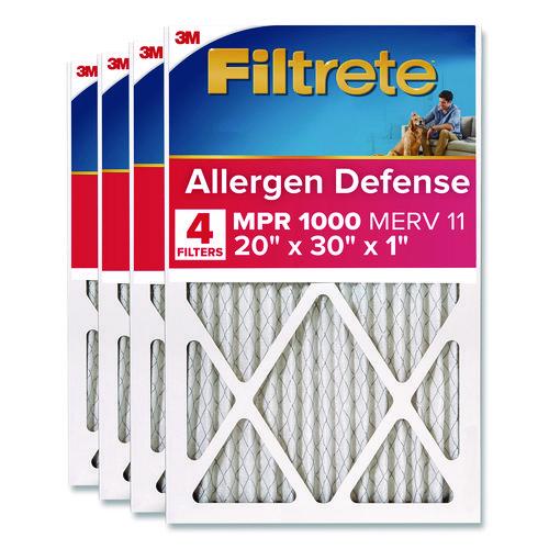 Image of Filtrete 9822-4CA Allergen Defense Air Filter, MERV 11, MPR 1000, 20 x 30, 4/Carton