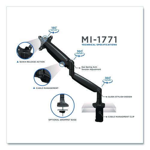 Image of MOUNT-IT! MI-1771-BLACK Single Monitor Gas-Spring Mounting Arm, For 13" to 32" Monitors, 360 Degree Rotation, +/-45 Degree Tilt, Black, Supports 20lb