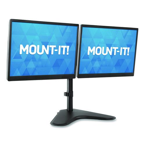 Image of MOUNT-IT! MI-2781 Dual Monitor Desk Stand, For 19" to 32" Monitors, 36.4" x 11" x 18.3", Black, Supports 17.6 lb