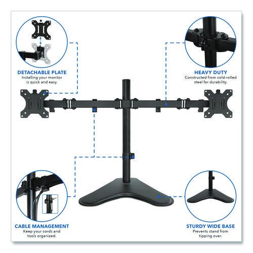 Image of MOUNT-IT! MI-2781 Dual Monitor Desk Stand, For 19" to 32" Monitors, 36.4" x 11" x 18.3", Black, Supports 17.6 lb