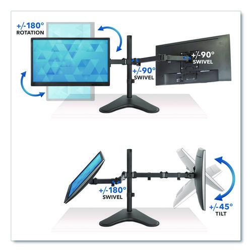 Image of MOUNT-IT! MI-2781 Dual Monitor Desk Stand, For 19" to 32" Monitors, 36.4" x 11" x 18.3", Black, Supports 17.6 lb