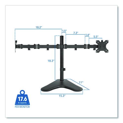 Image of MOUNT-IT! MI-2781 Dual Monitor Desk Stand, For 19" to 32" Monitors, 36.4" x 11" x 18.3", Black, Supports 17.6 lb