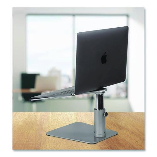 Image of MOUNT-IT! MI-7271 Adjustable Height Laptop Riser, 10" x 10.5" Platform, Silver/Black, Supports Up to 33 lbs