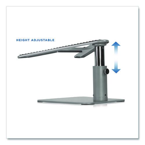 Image of MOUNT-IT! MI-7271 Adjustable Height Laptop Riser, 10" x 10.5" Platform, Silver/Black, Supports Up to 33 lbs