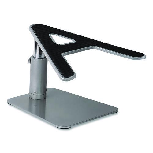 Image of MOUNT-IT! MI-7271 Adjustable Height Laptop Riser, 10" x 10.5" Platform, Silver/Black, Supports Up to 33 lbs