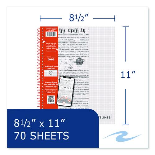 Image of Roaring Spring® 17001 Whitelines Notebook, Quadrille Rule (5 sq/in), Gray/Orange Cover, (70) 11 x 8.5 Sheets