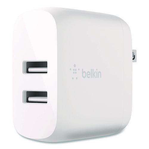 Image of Belkin® WCB002DQWH BOOST CHARGE Dual USB-A Wall Charger, White