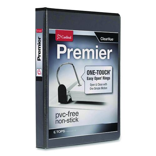 Image of Cardinal® 10301 Premier Easy Open Clearvue Locking Slant-D Ring Binder, 3 Rings, 1" Capacity, 11 X 8.5, Black